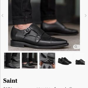 Men’s Stylish Double Buckle Monk Black Leather Dress Shoes-Thursday Boots